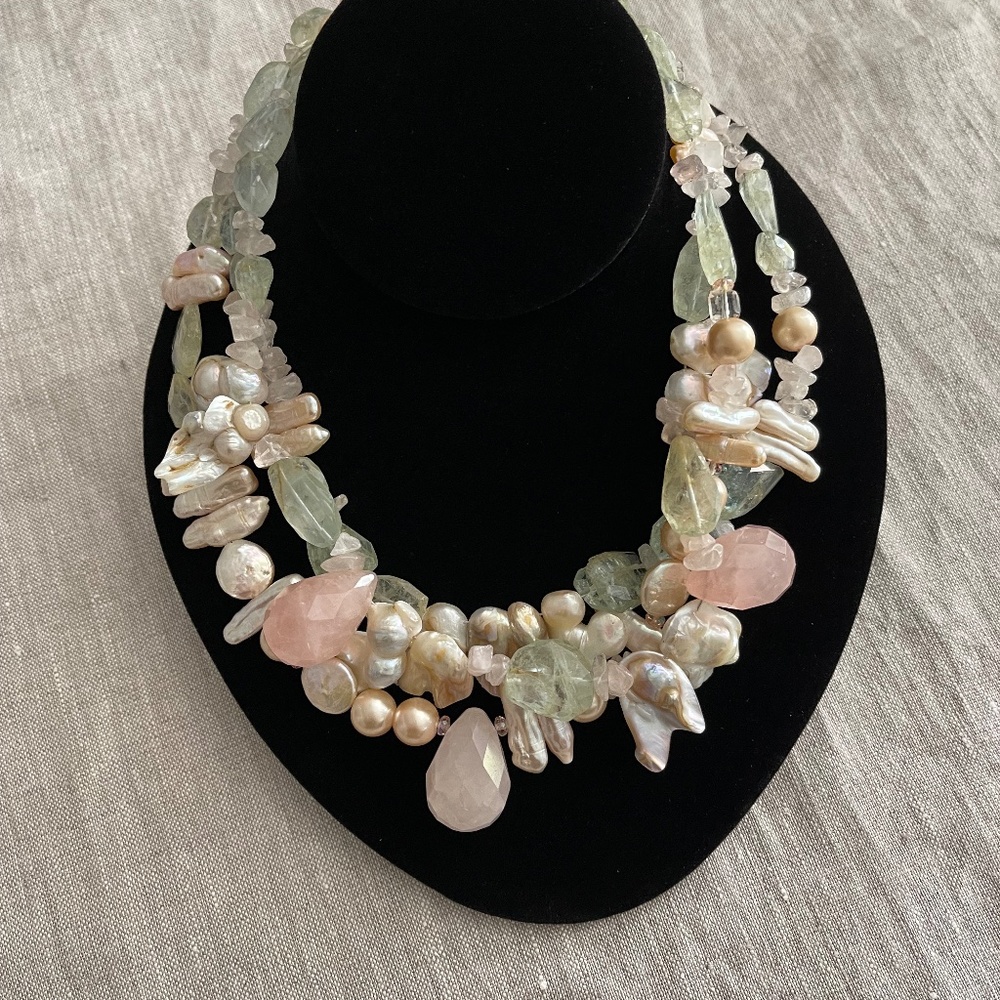 Quartz and Keshi Pearl Necklace